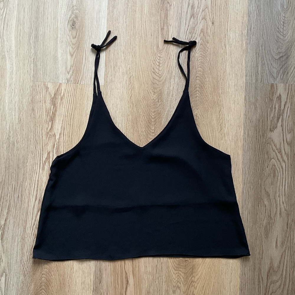 Black tie-back tank top